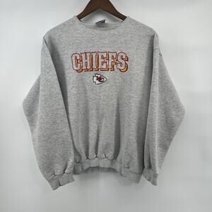 Vintage 90s Grey Kansas City Chiefs Sweatshirt Logo 7 Size Large Sportswear